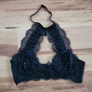 Victoria's Secret lace black halter bralette in size Small